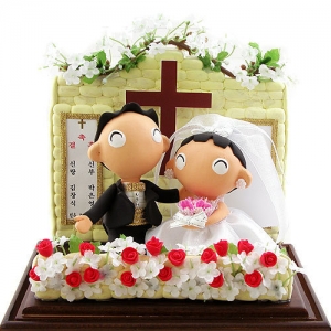 교회결혼 점토인형